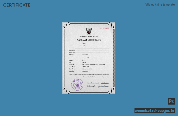 Vorschau einer sudanesischen Heiratsurkunde (PSD-Beispiel)